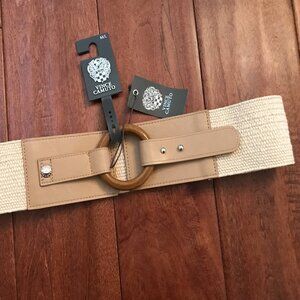 Vince Camuto Stretch Woven Wood Toggle Belt NWT